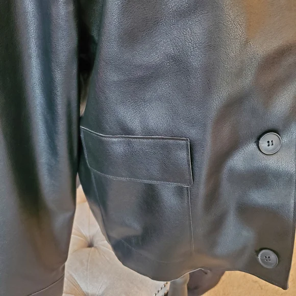 Jason Wu Black Faux Leather Button Jacket - Picture 3 of 8